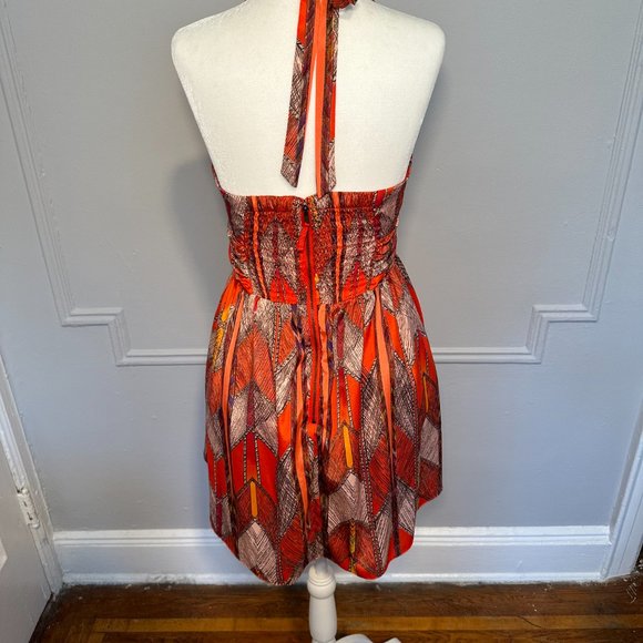 Guess Red Shell Patterned Halter Mini Dress - Picture 7 of 8